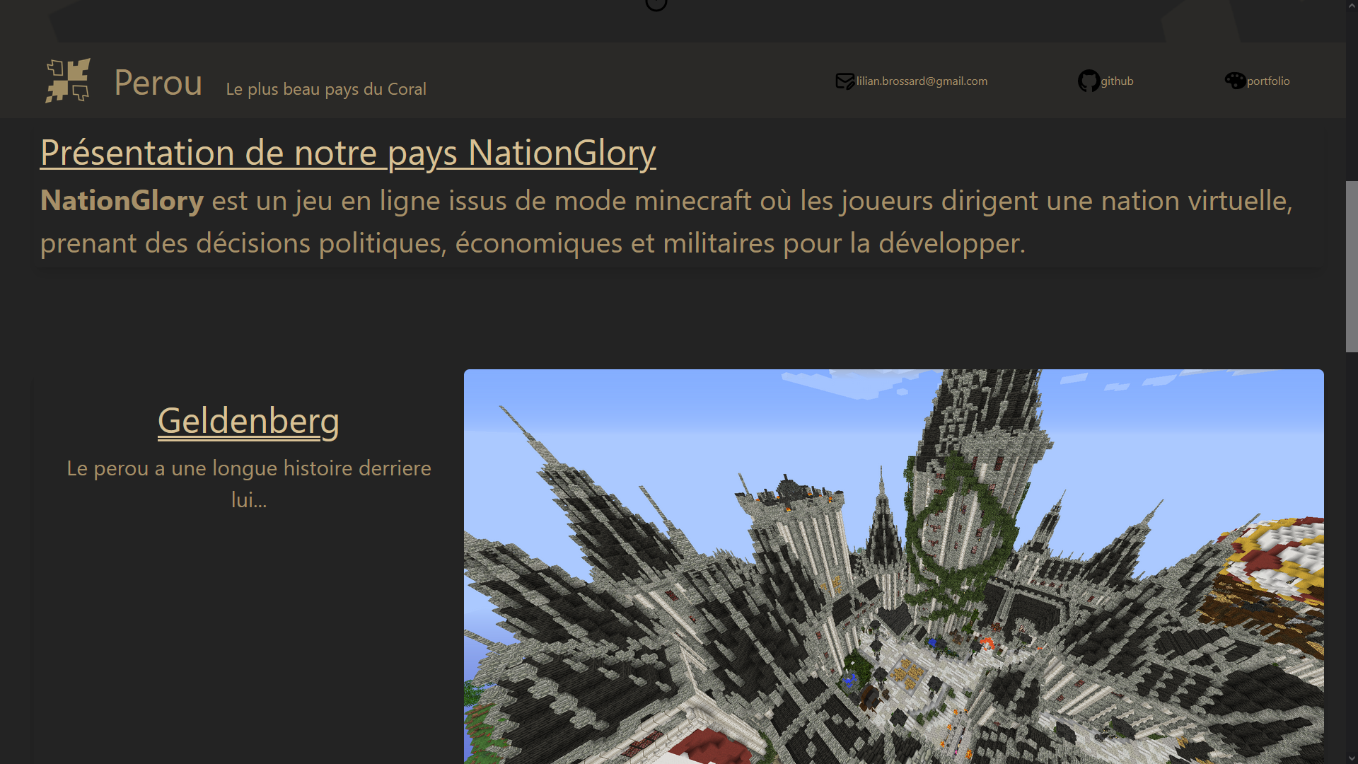 screen du site web