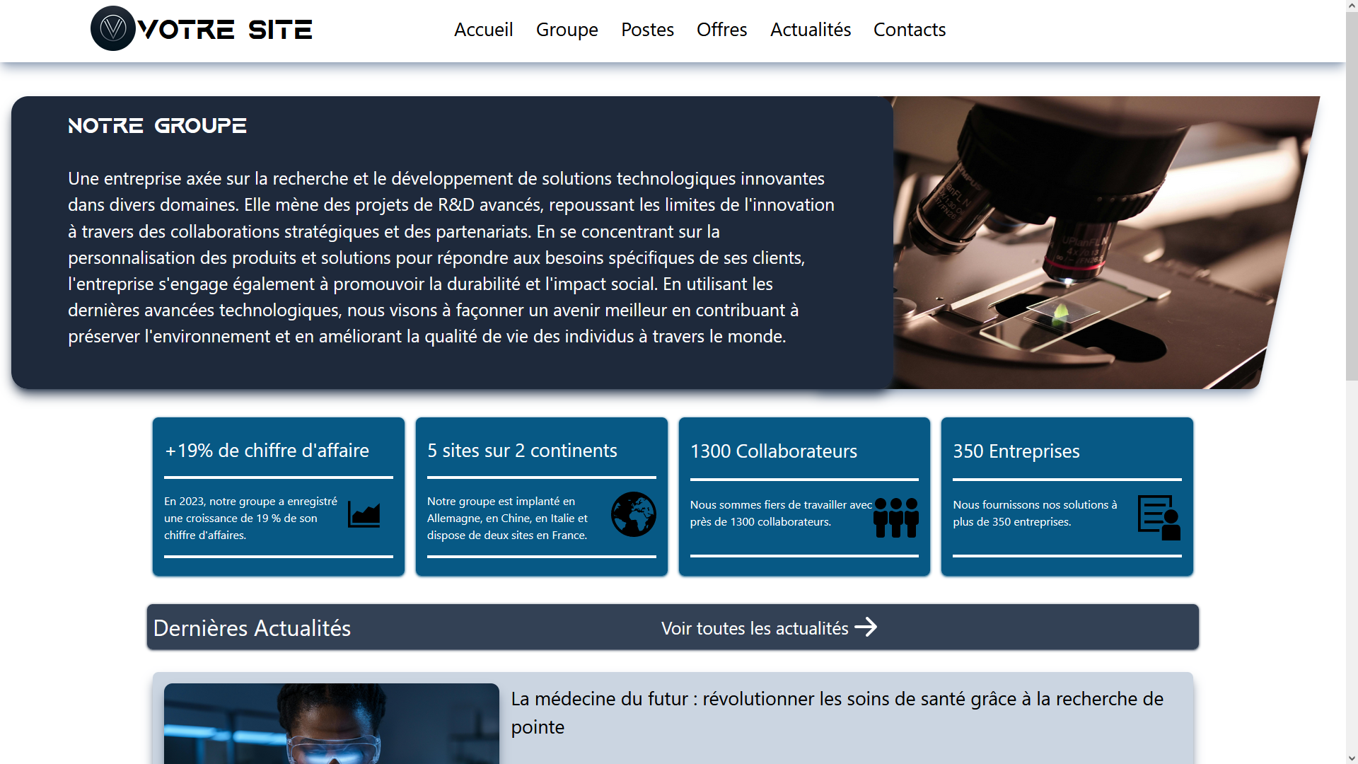screen du site web