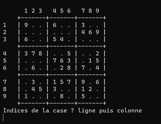 image de sudoku dans un terminal